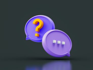 question mark sing with text message on dark background 3d render concept for conversation confusion